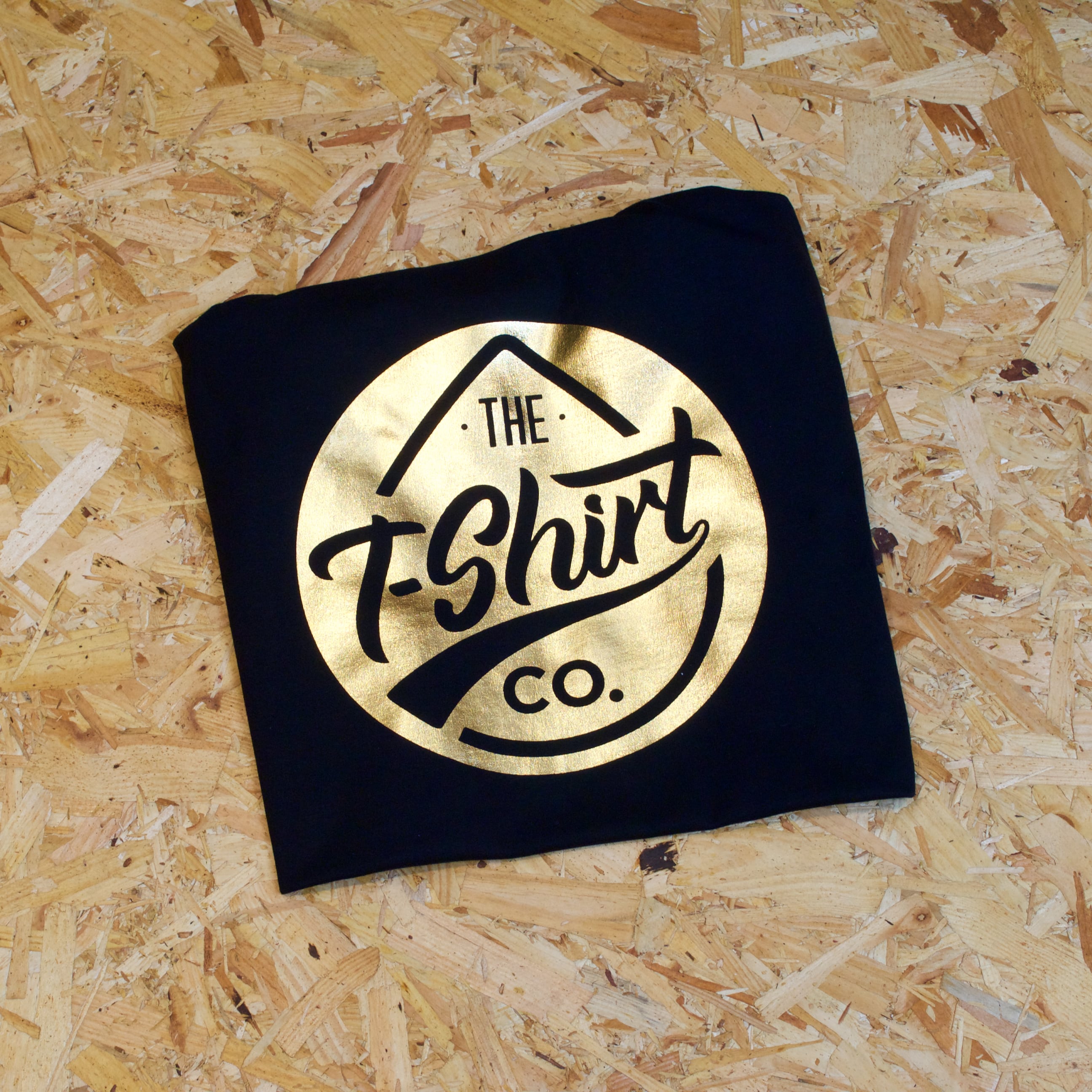 Gold Foil print on classic black t-shirt from The T-Shirt Company Dublin