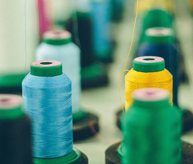 Spools of embroidery thread